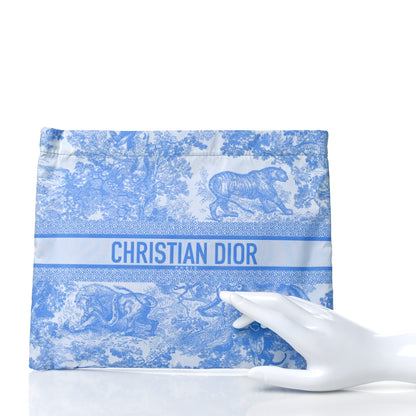 Christian Dior Reverse Technical Fabric Toile De Jouy Diortravel Zipped Pouch Fluorescent Blue 2 of 10