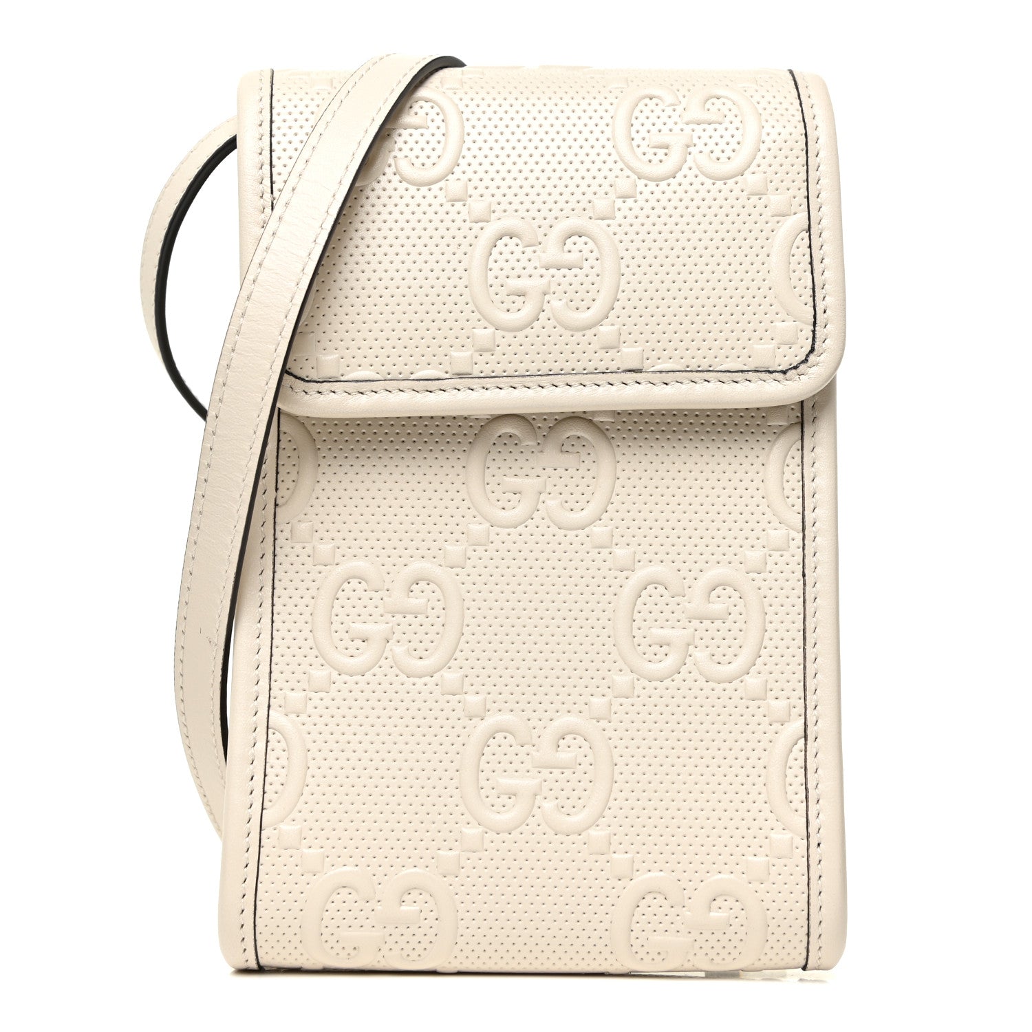Gucci Calfskin GG Tennis Embossed Mini Crossbody Bag Mystic White 1 of 11