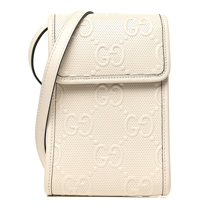 Gucci Calfskin GG Tennis Embossed Mini Crossbody Bag Mystic White 1 of 11