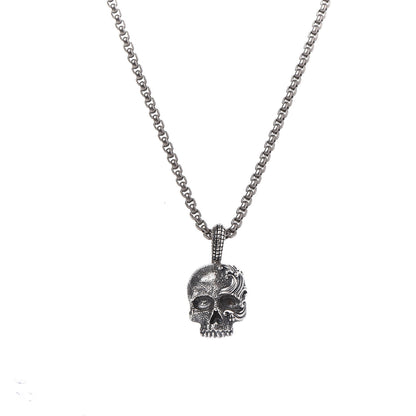 David Yurman Sterling Silver 2.7mm Box Chain Skull Wave Pendant Necklace 4 of 6