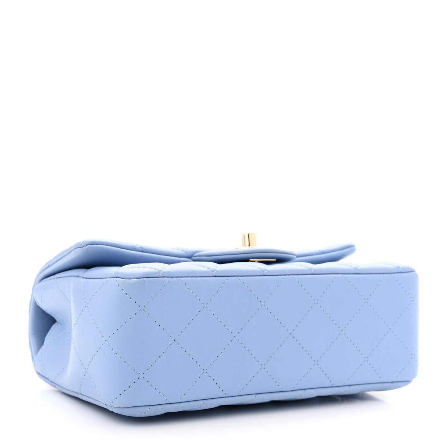 Lambskin Quilted Mini Rectangular Flap Light Blue
