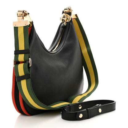 Gucci Aria Calfskin Web Large Attache Shoulder Bag Black 3 of 11