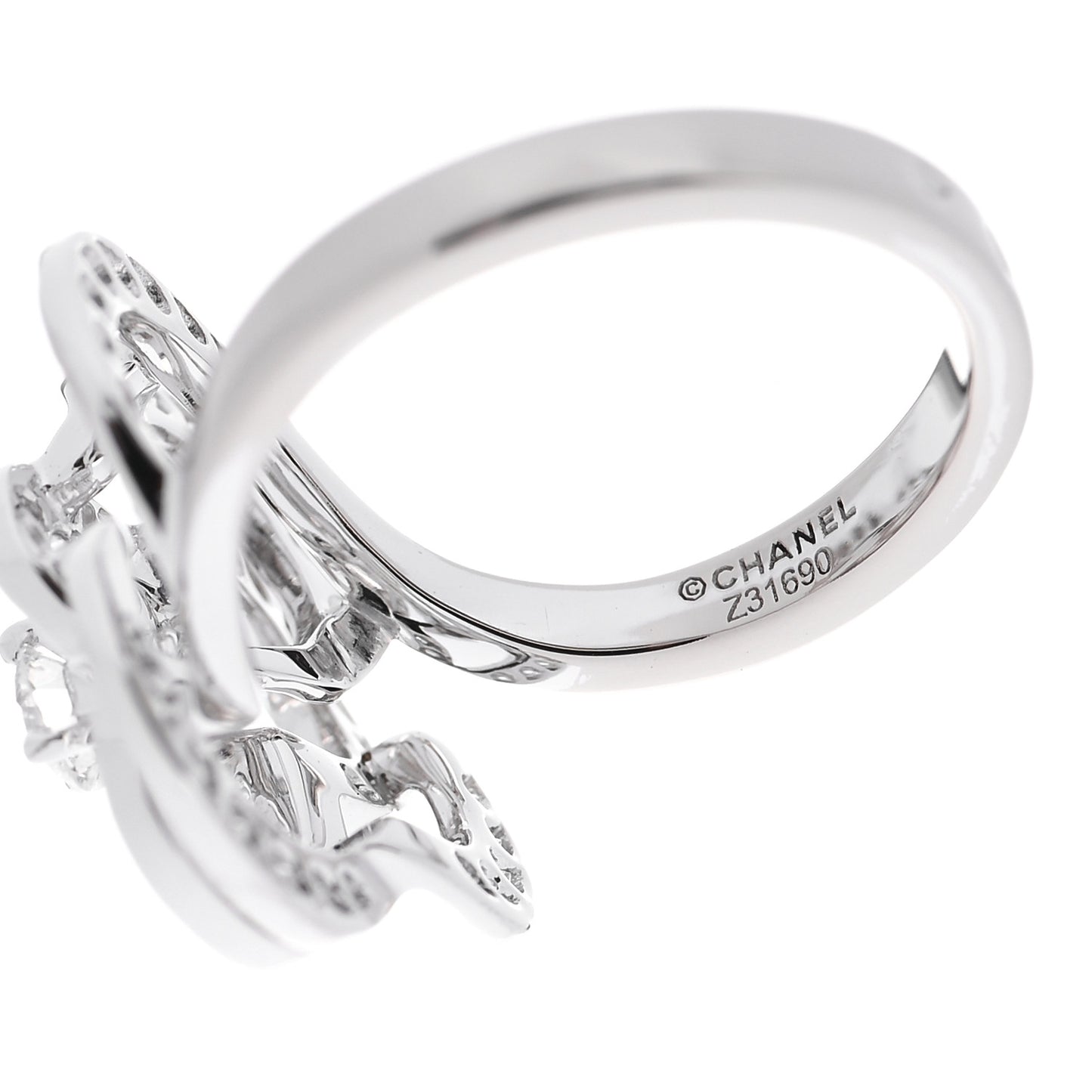 18K White Gold Diamond Fil de Camelia Ring 51 5.75