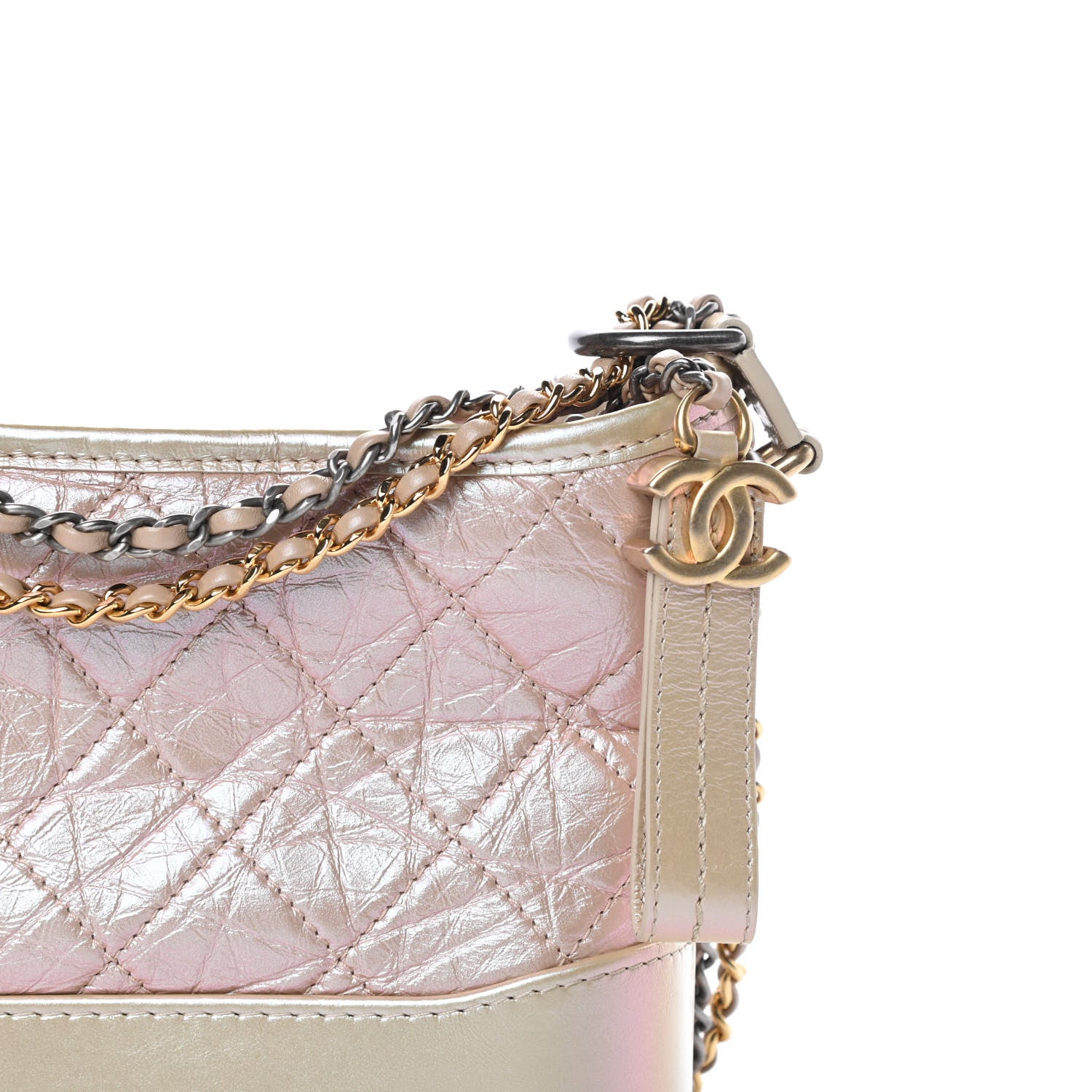 Chanel Iridescent Aged Calfskin Quilted Small Gabrielle Hobo Light Pink 8 of 11