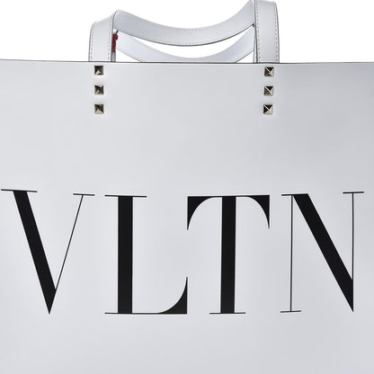 Valentino Garavani Printed Calfskin VLTN Rockstud Vertical Tote White 7 of 7
