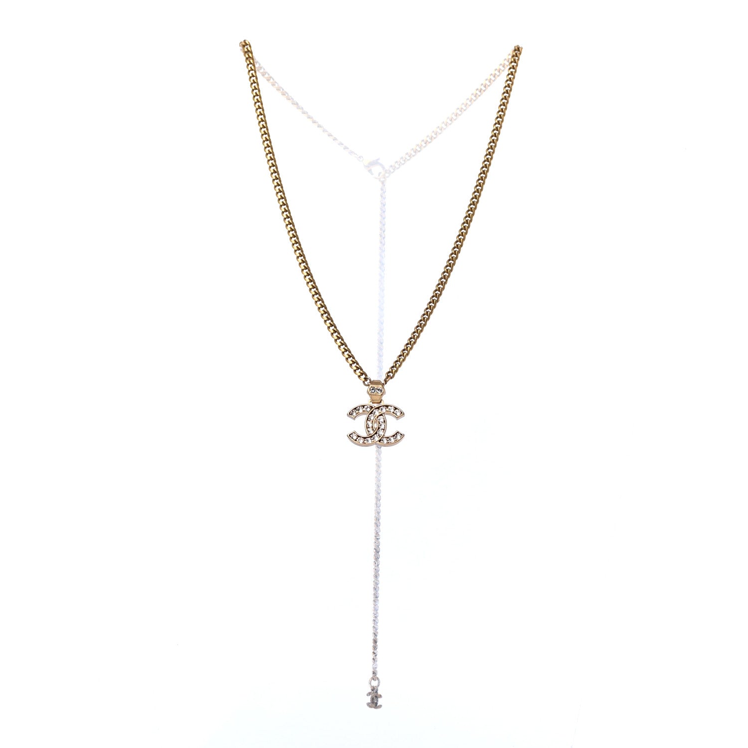 Chanel Crystal CC Necklace Gold 2 of 4