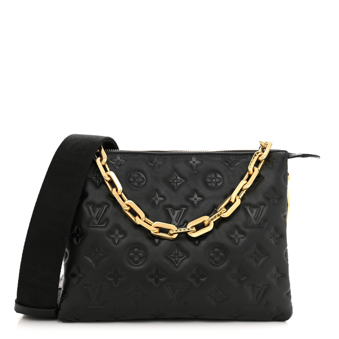 Lambskin Embossed Monogram Coussin PM Black