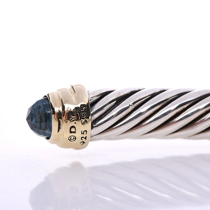 David Yurman Sterling Silver 14K Yellow Gold Blue Topaz 5mm Cable Classics Petite Color Bracelet 7 of 7