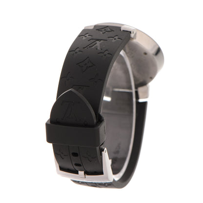 Louis Vuitton Stainless Steel Rubber Diamond 33mm Tambour Slim Quartz Watch 8 of 9