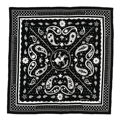 Hermes Silk Le Rodeo des Fruits Bandana Scarf 55 Black White 1 of 5