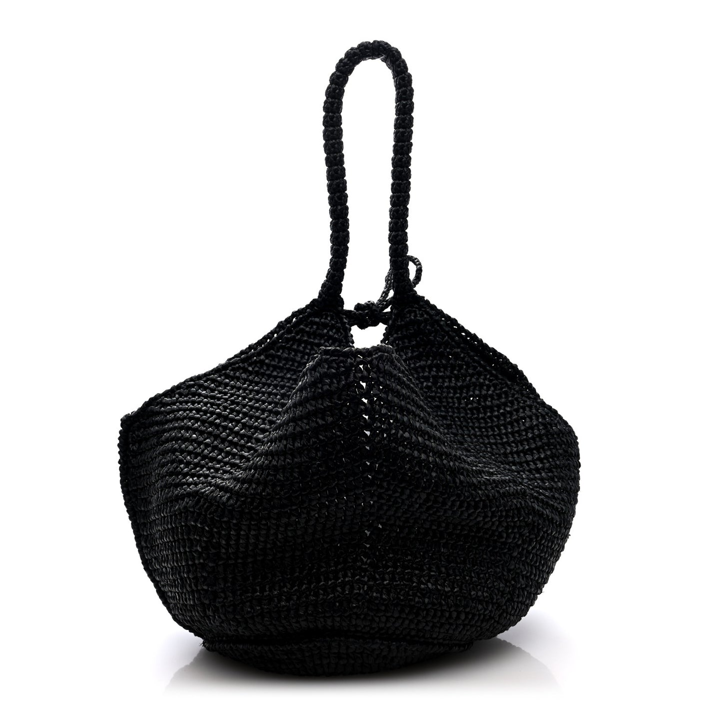 Raffia Medium Lotus Tote Black