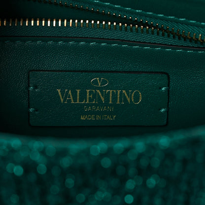 Valentino Garavani Metallic Woven Lurex Medium Roman Stud Shoulder Bag Jungle 6 of 8