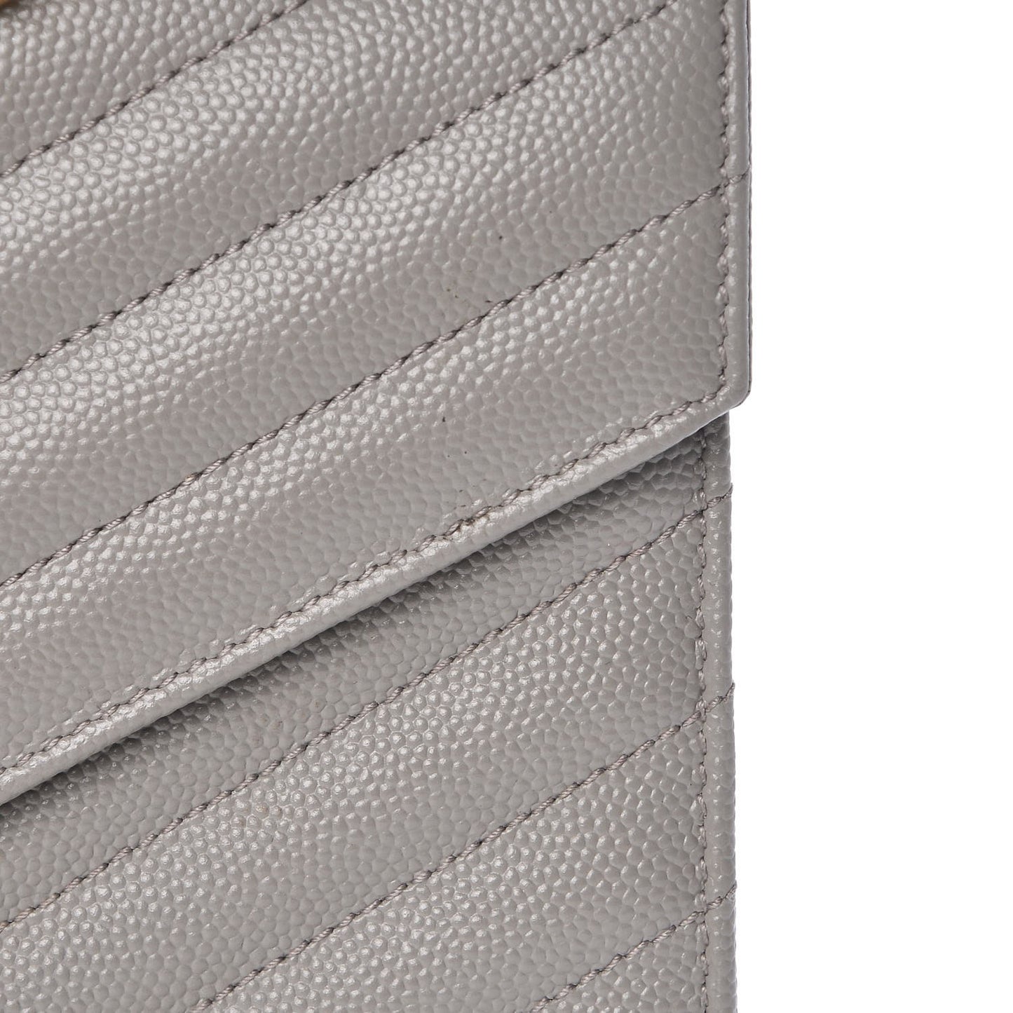 Grain De Poudre Matelasse Chevron Monogram Chain Wallet Fog