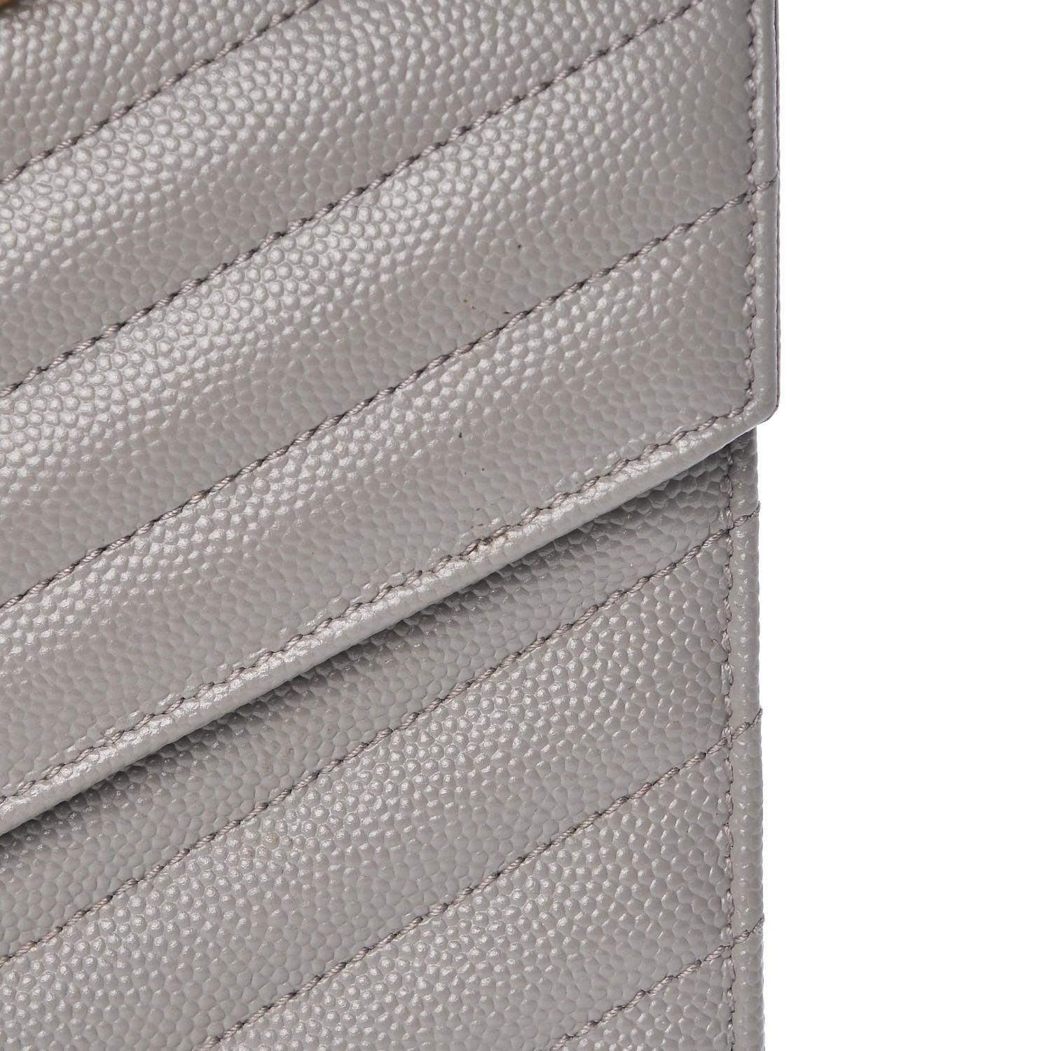 Saint Laurent Grain De Poudre Matelasse Chevron Monogram Chain Wallet Fog 9 of 9