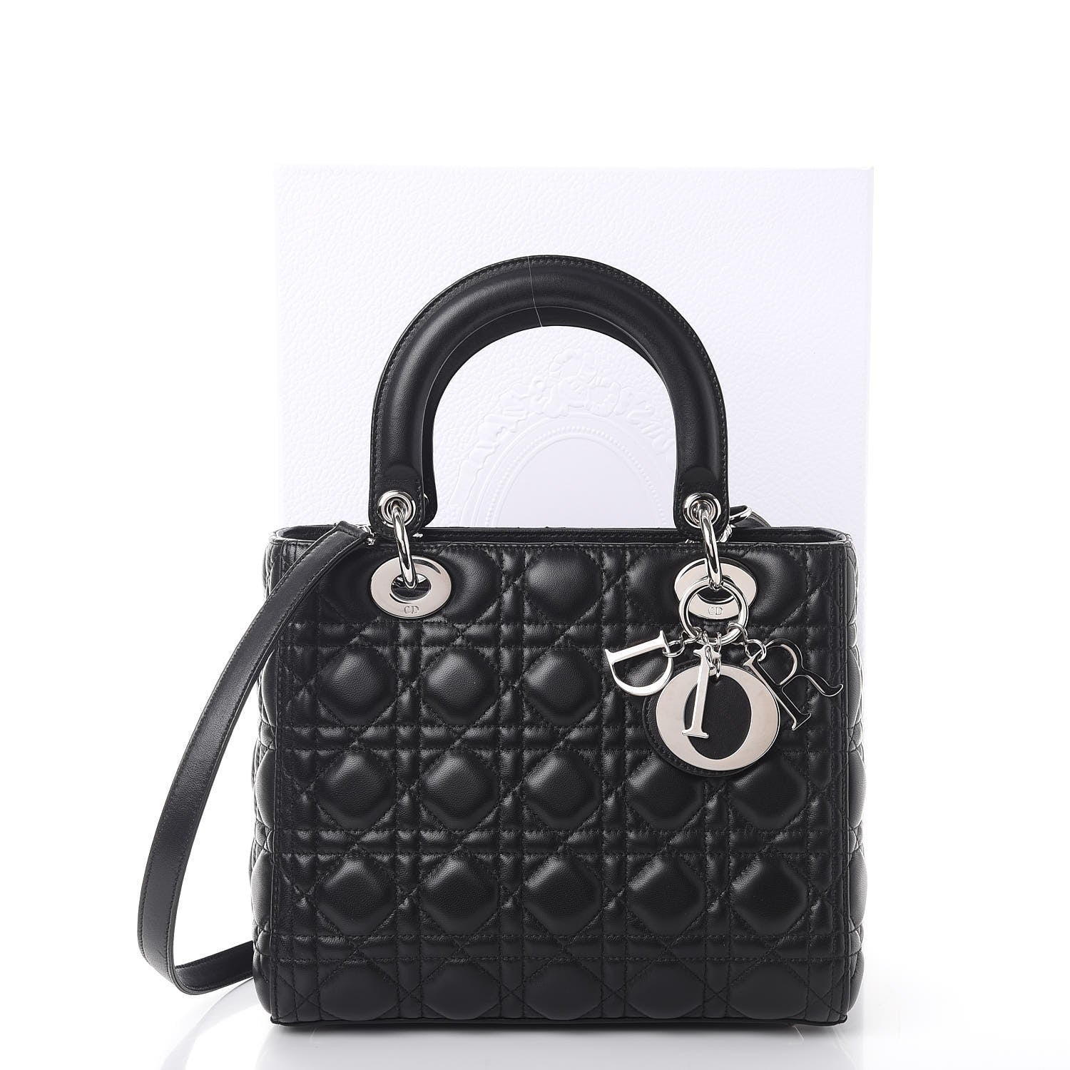 Christian Dior Lambskin Cannage Medium Lady Dior Black 12 of 12
