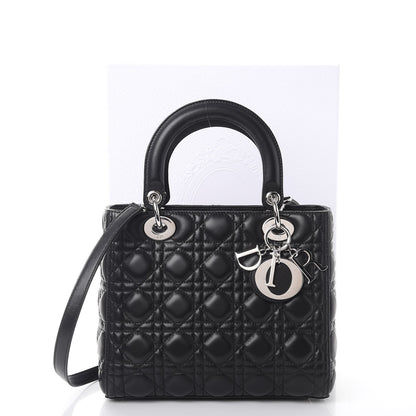 Christian Dior Lambskin Cannage Medium Lady Dior Black 12 of 12