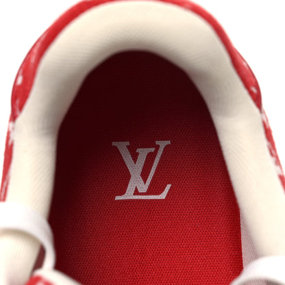 Louis Vuitton Jacquard Velvet Monogram Mens LV Trainer Sneakers 6.5 Red 10 of 10
