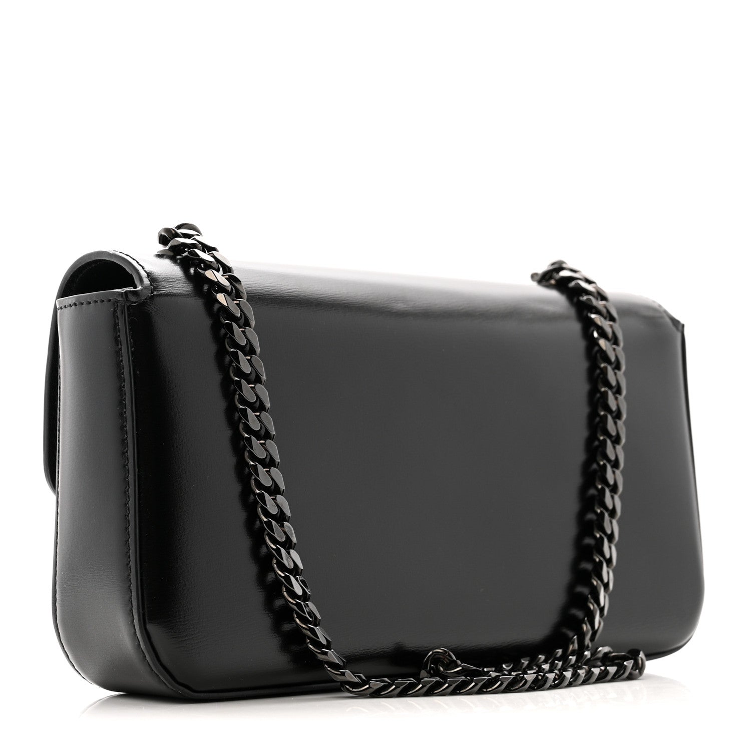 Celine Shiny Calfskin Triomphe Chain Bag Black 3 of 12