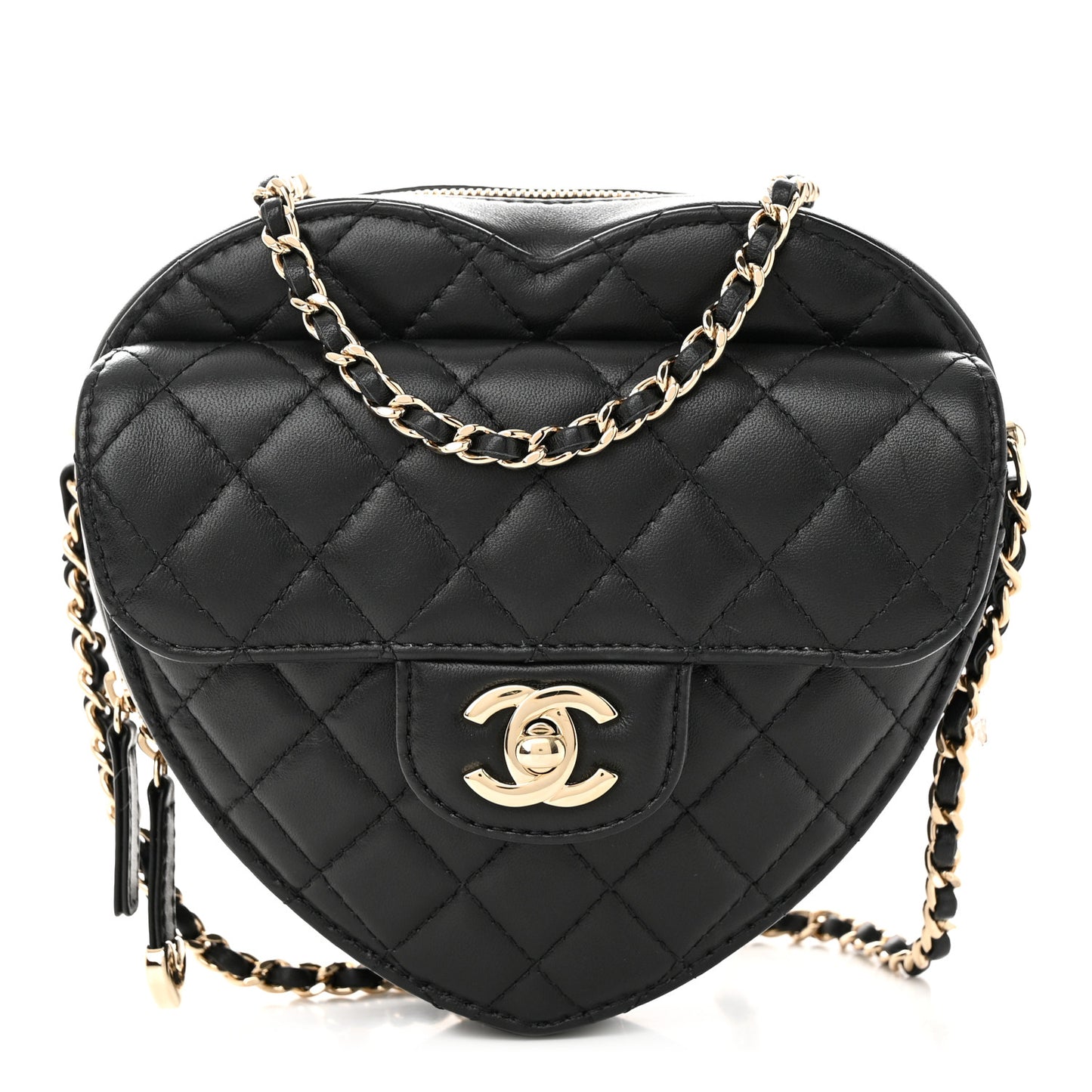 Lambskin Quilted CC In Love Heart Bag Black