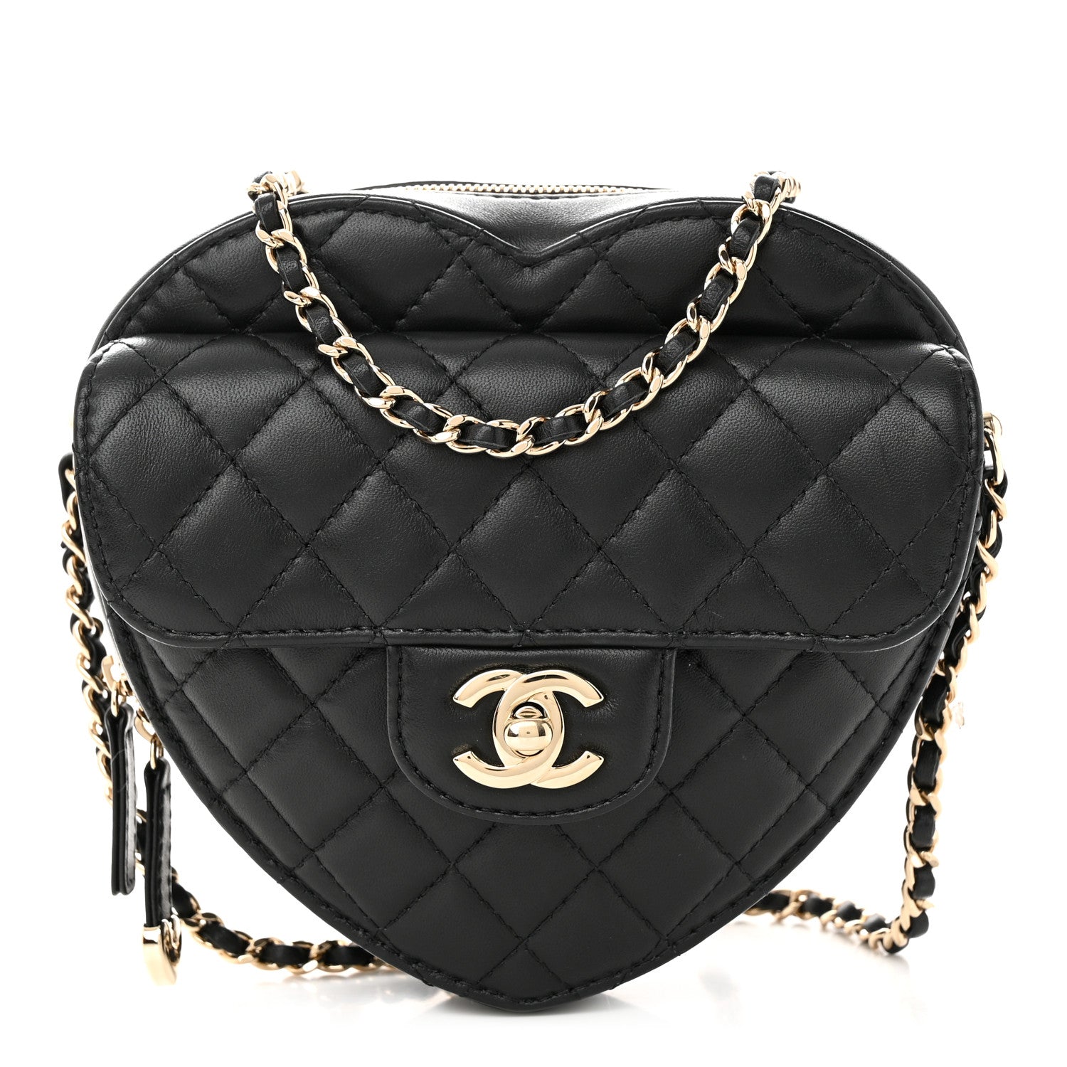 Chanel Lambskin Quilted CC In Love Heart Bag Black 1 of 11