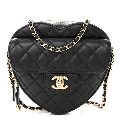 Chanel Lambskin Quilted CC In Love Heart Bag Black 1 of 11