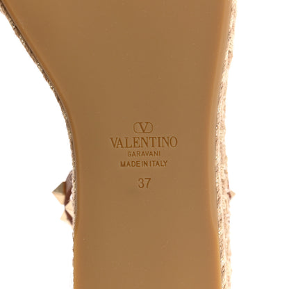 Valentino Garavani Grained Calfskin Rockstud Ankle Strap Espadrille 30/55mm Wedge Sandals 37 Selleria 8 of 12