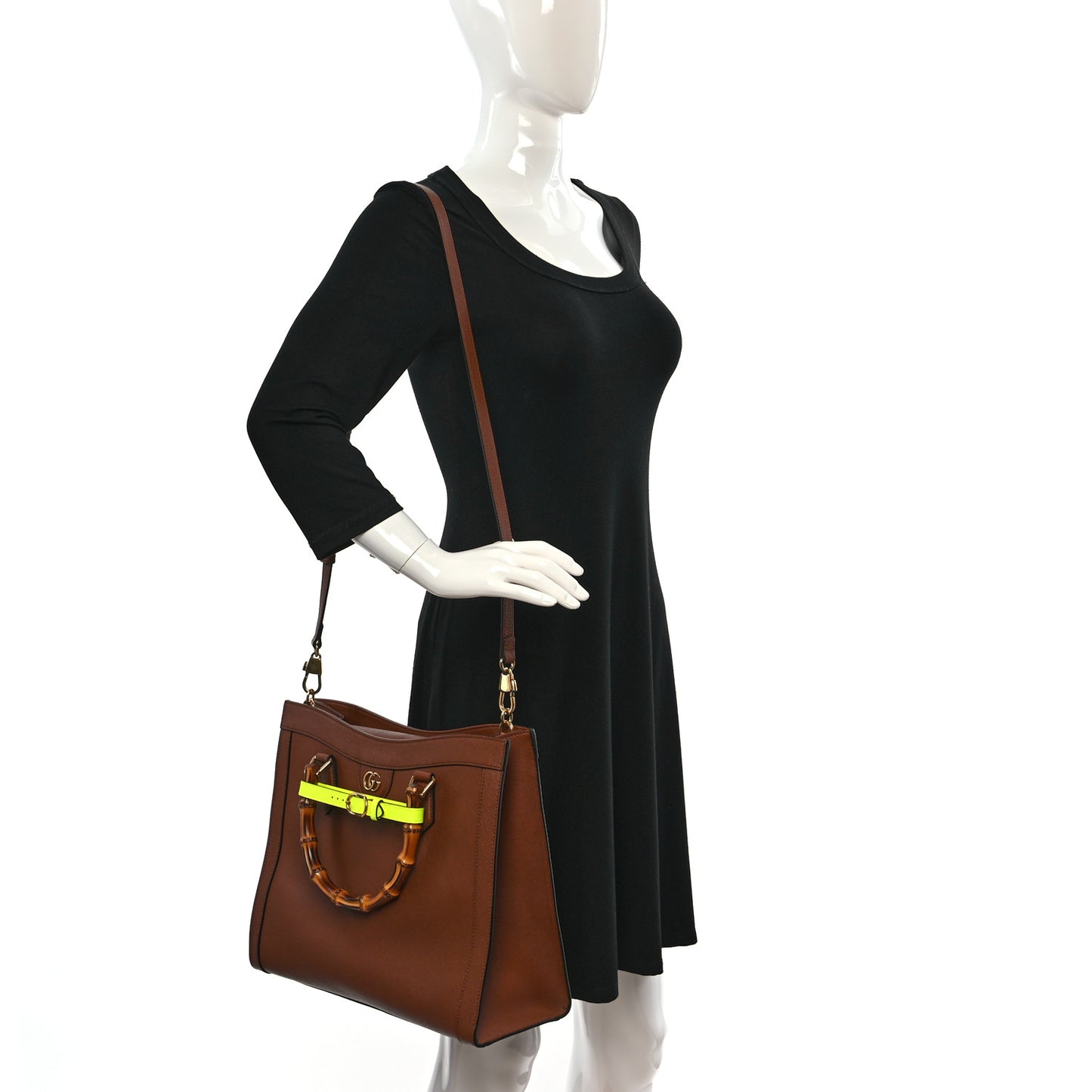 Wonka Grain Calfskin Medium Diana Tote Bag Cuir Yellow Fluo