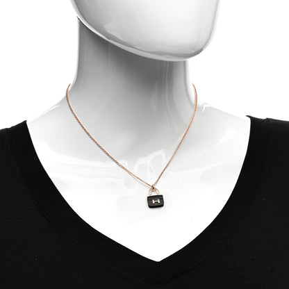 Hermes 18K Rose Gold Black Jade Constance Amulettes Pendant Necklace 2 of 5