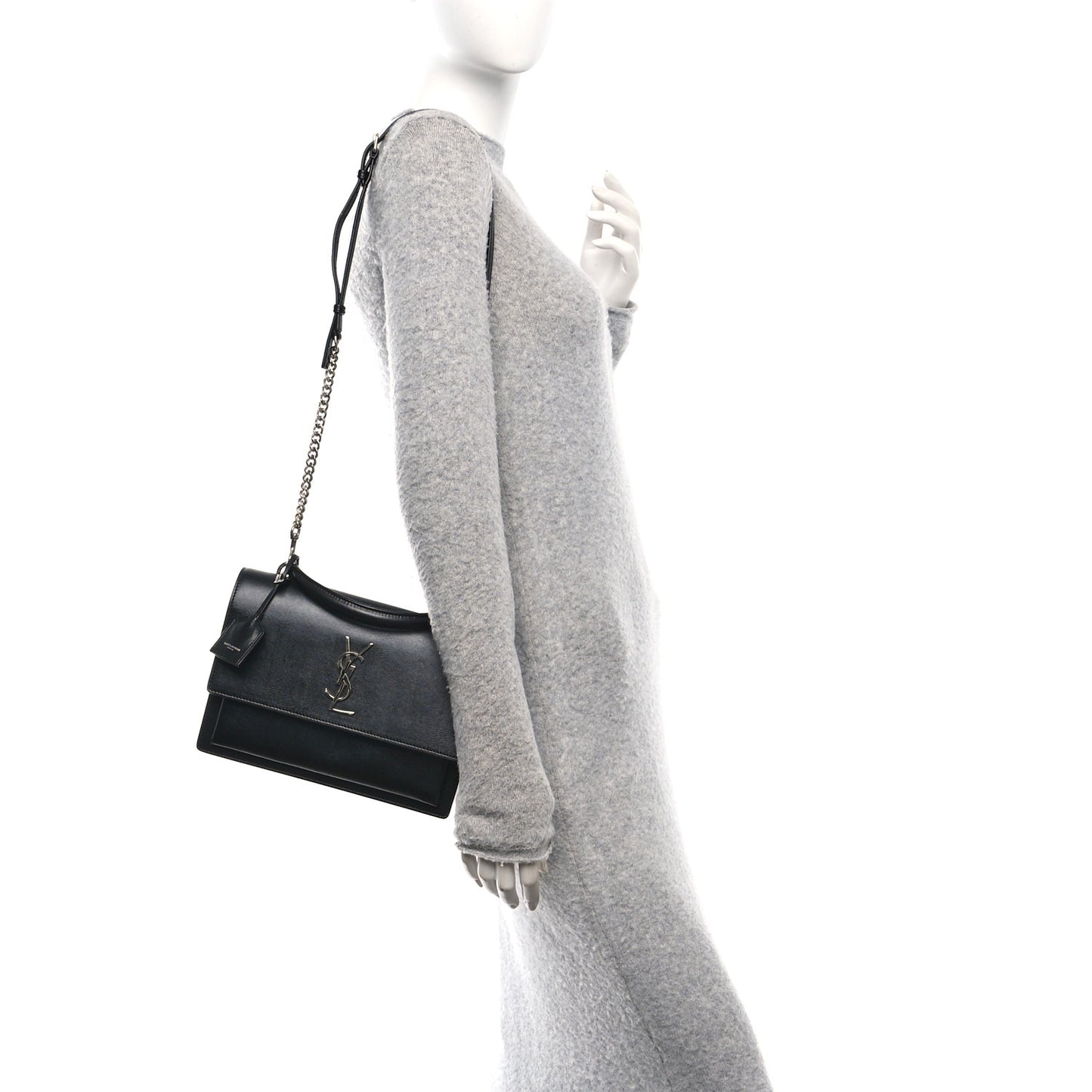 Smooth Calfskin Medium Monogram Sunset Satchel Black