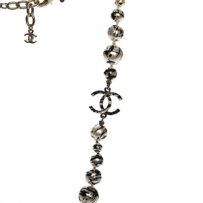 Chanel Pearl CC Graffiti Long Necklace Black Gold 3 of 4