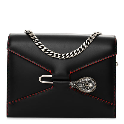 Alexander McQueen Calfskin Crystal Pin Envelope Satchel Black 1 of 10