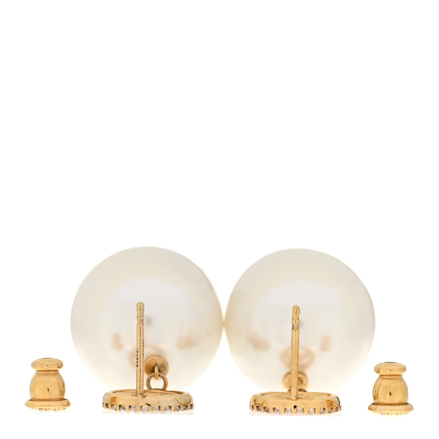 Fendi Metal Crystal Pearl Logo Drop Earrings Gold 3 of 7
