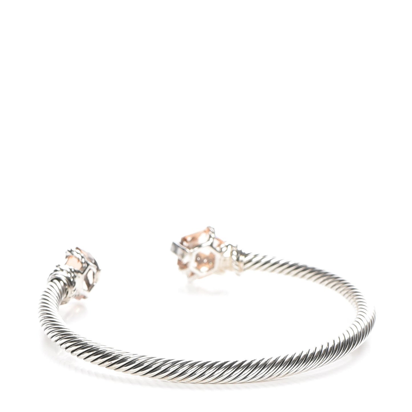 Sterling Silver Diamond Morganite 4mm Cable Wrap Bracelet