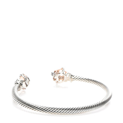 David Yurman Sterling Silver Diamond Morganite 4mm Cable Wrap Bracelet 3 of 5