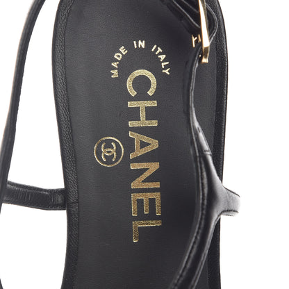 Chanel Lambskin Camellia Thong Sandals 39.5 Black White 7 of 8