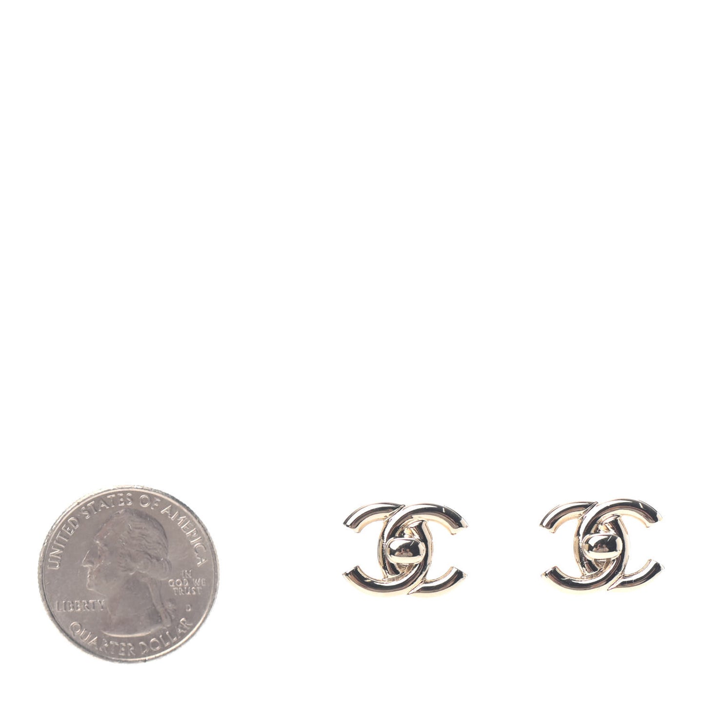 Metal CC Turnlock Earrings Gold