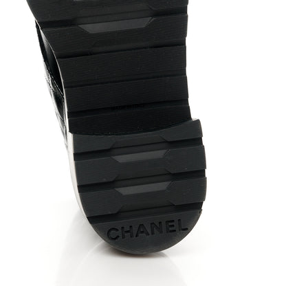 Chanel Shiny Lambskin Quilted Lace Up Combat Boots 40 Black 6 of 10