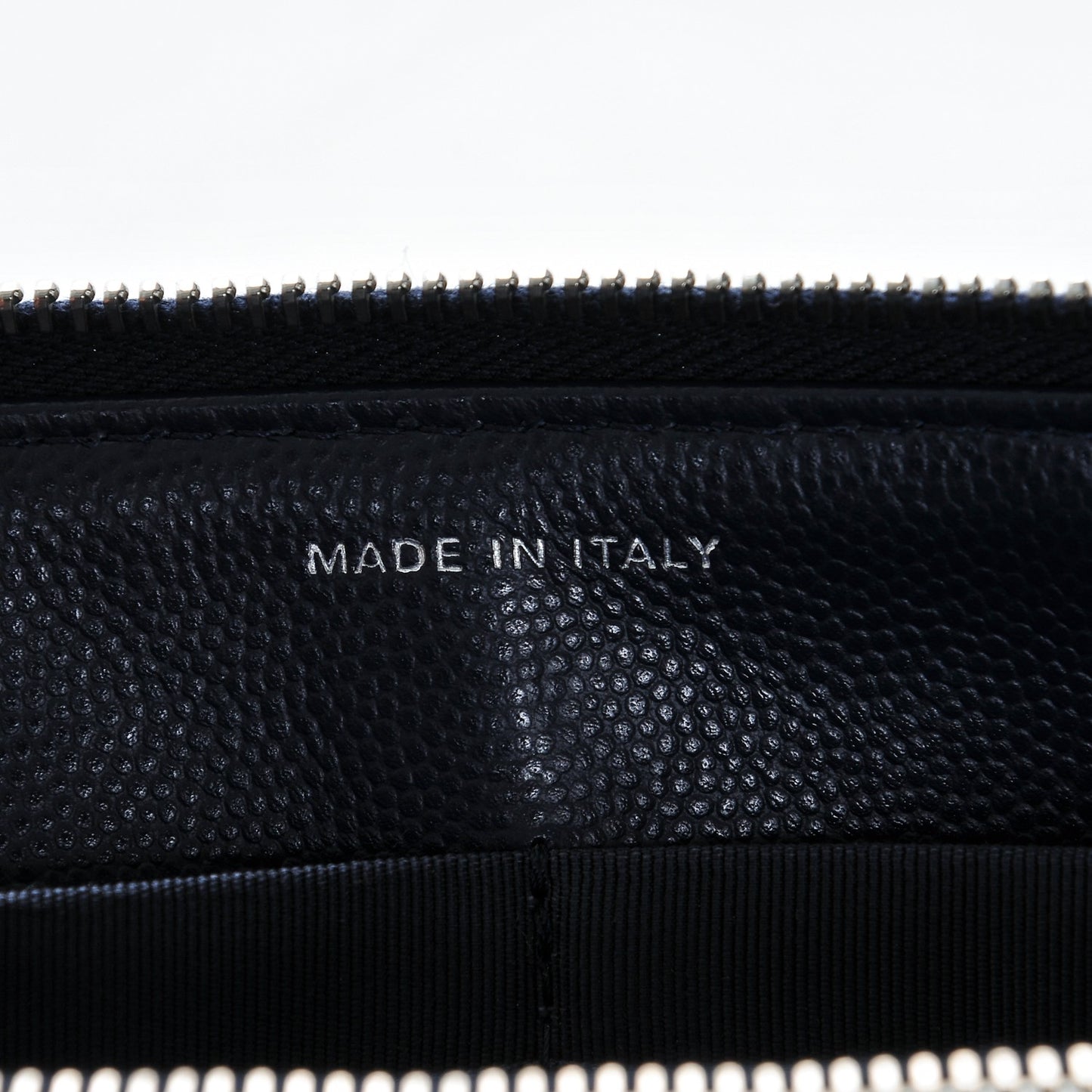 Caviar Chevron Quilted Large Zipped Clutch Navy