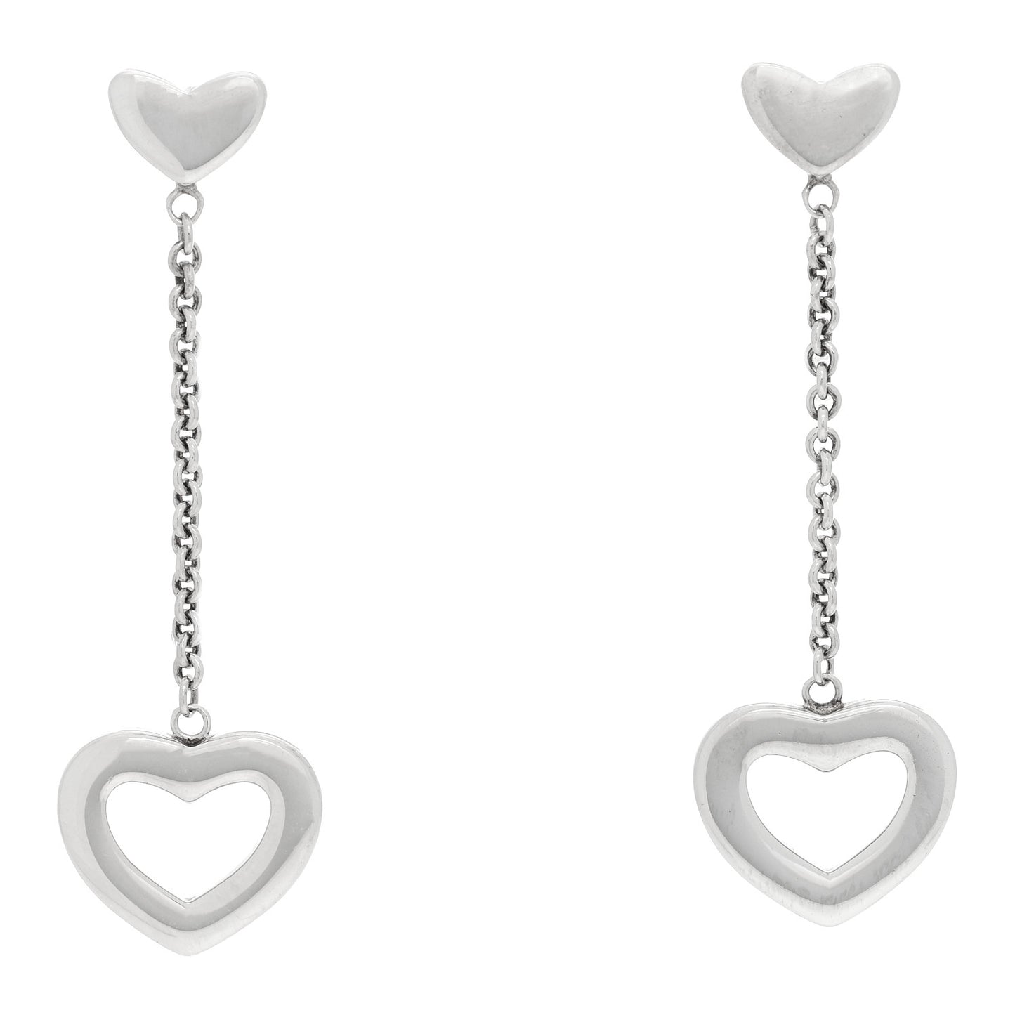 Sterling Silver Open Heart Drop Earrings