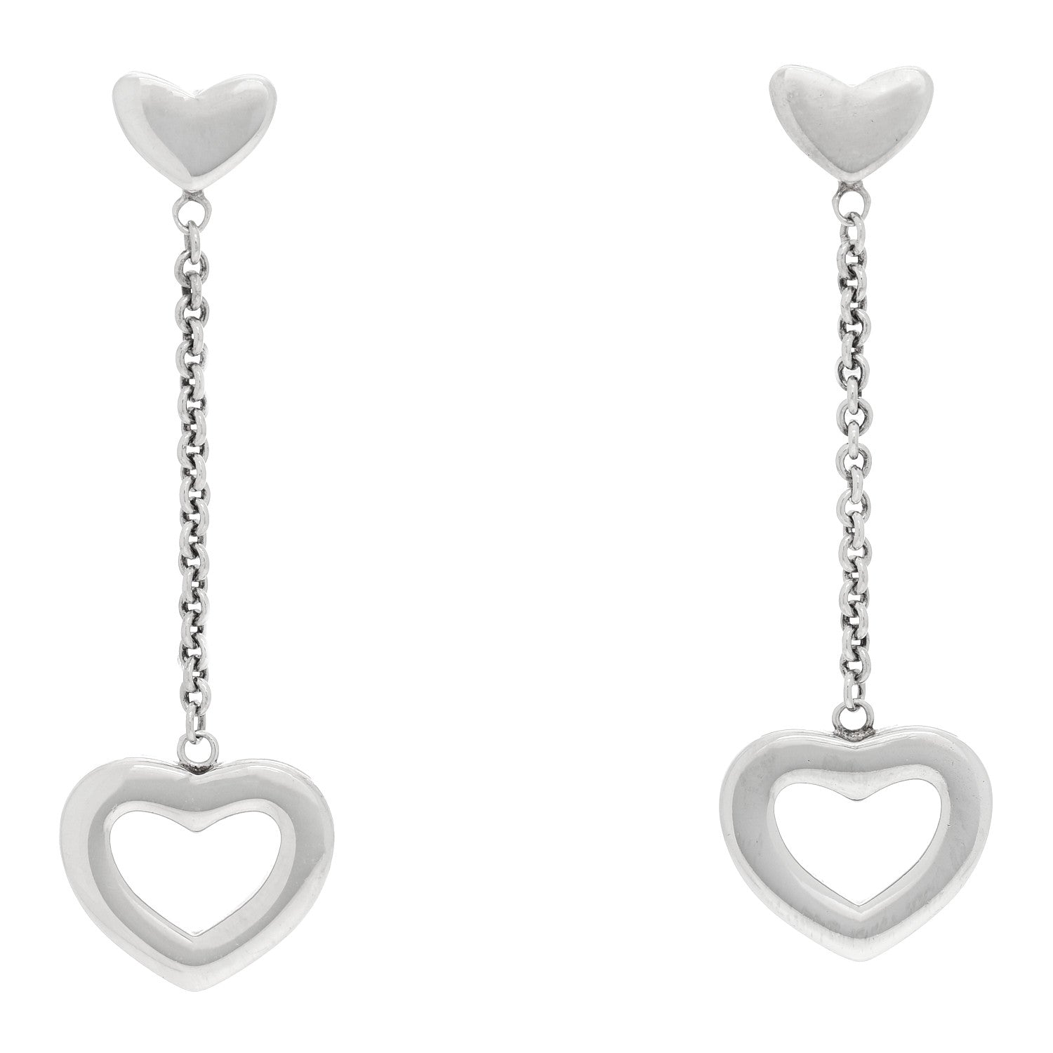Tiffany Sterling Silver Open Heart Drop Earrings 1 of 5