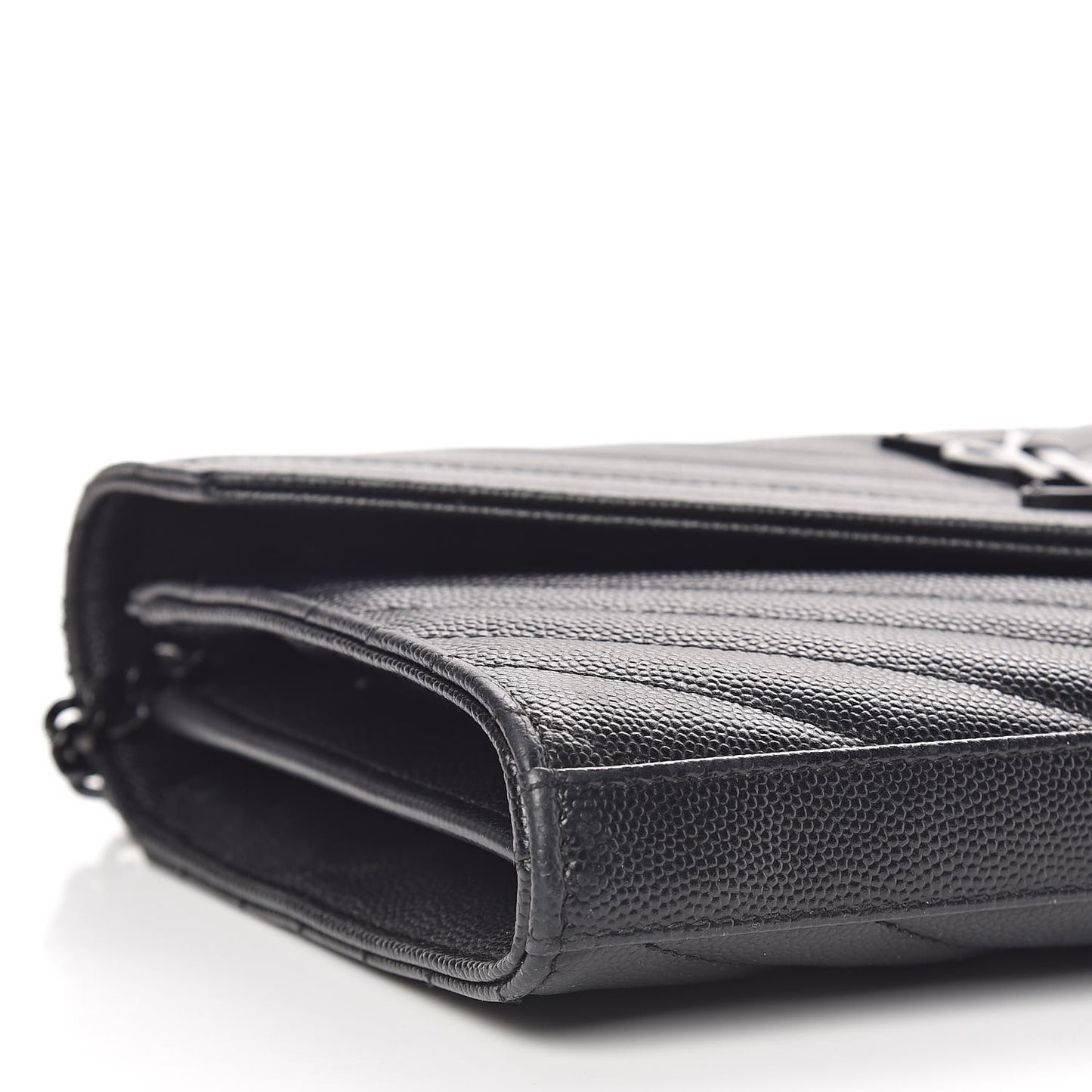 Grain De Poudre Matelasse Chevron Monogram Chain Wallet Black
