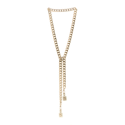 Chanel Pearl Resin Crystal CC No 5 Perfume Bottle Chain Gold 3 of 7