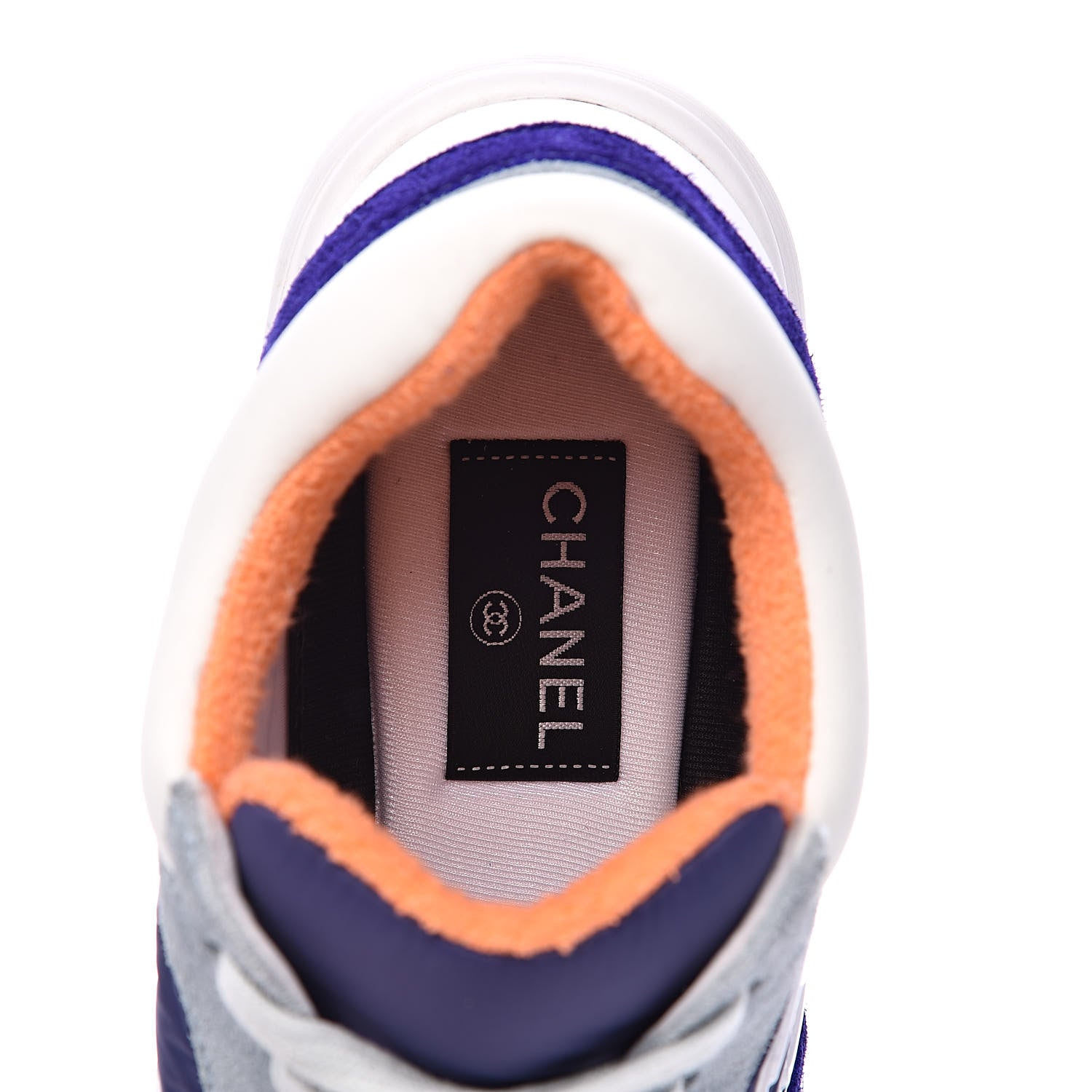 Chanel Nylon Lambskin Suede Calfskin Womens Logo Sneakers 39 Blue Coral 6 of 9