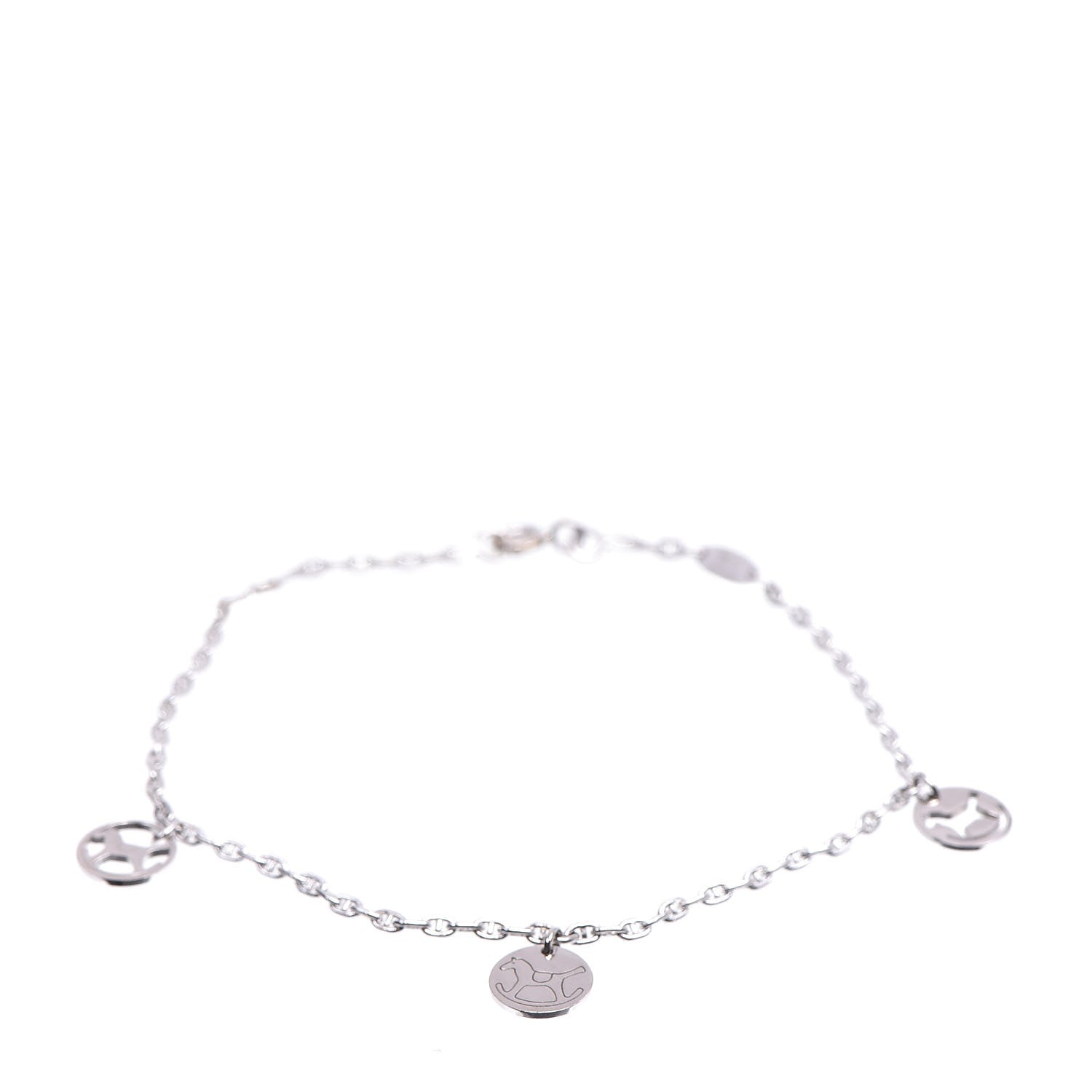 Hermes 18K White Gold Dada Baby Rocking Horse Charm Bracelet 1 of 5