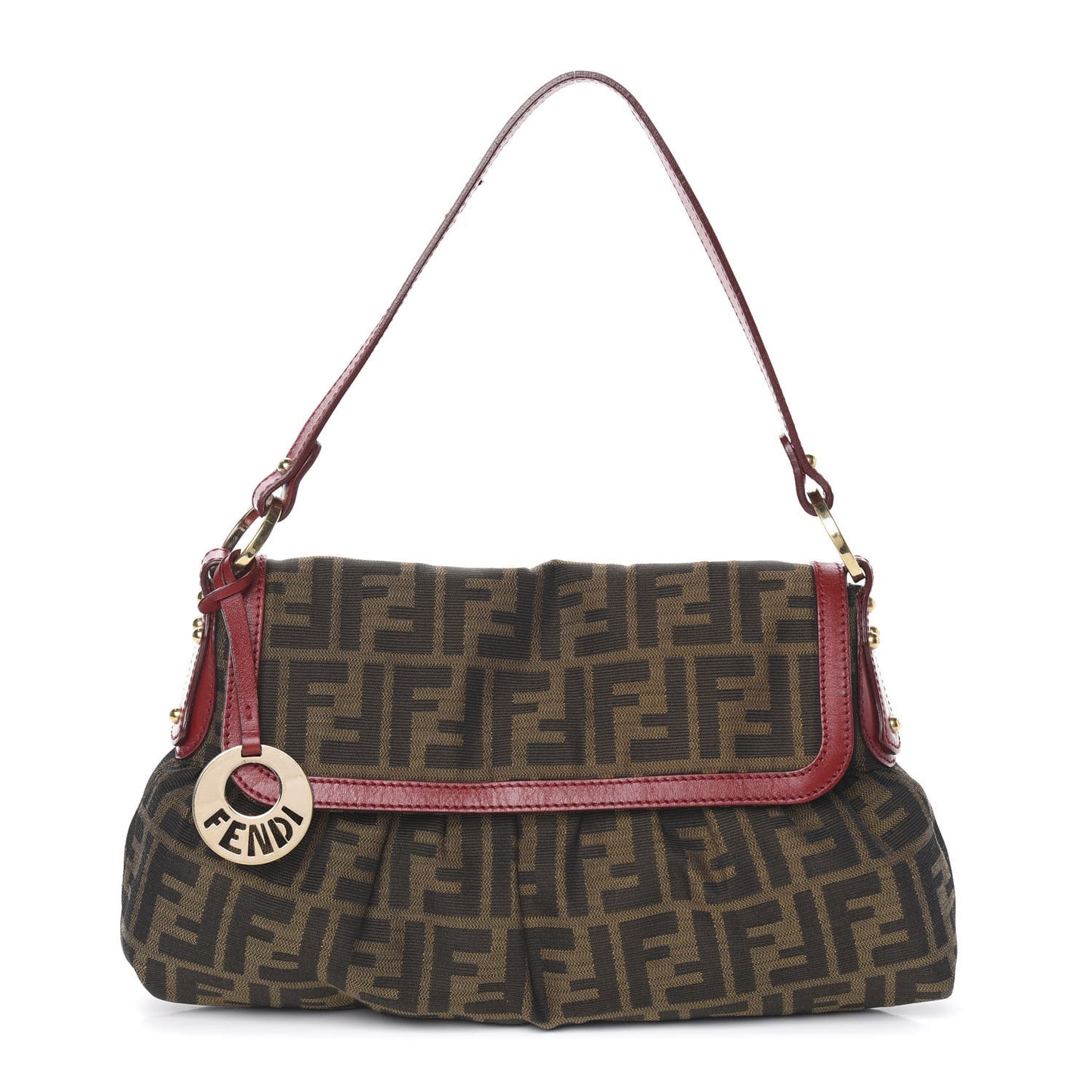 Zucca Cuoio Lucido Small Chef Shoulder Bag Tobacco Rosso Scuro