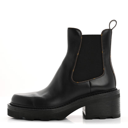 Louis Vuitton Calfskin Monogram Beaubourg Ankle Boots 38 Black 1 of 9