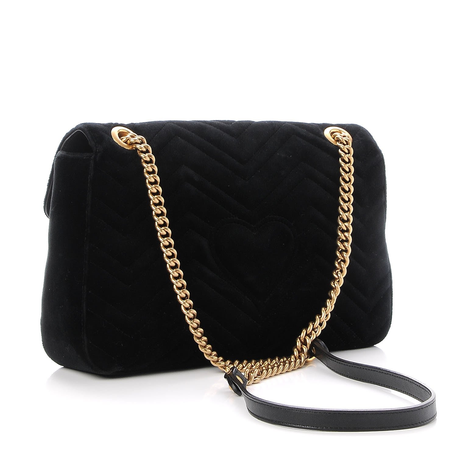 Gucci Velvet Matelasse Loved Embroidered Medium GG Marmont Shoulder Bag Black 3 of 7