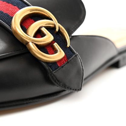 Gucci Calfskin Web Womens Peyton GG Slippers 35 Black 9 of 9