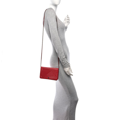 Chanel Lambskin Quilted CC Crossing Wallet On Chain WOC Red 2 of 12