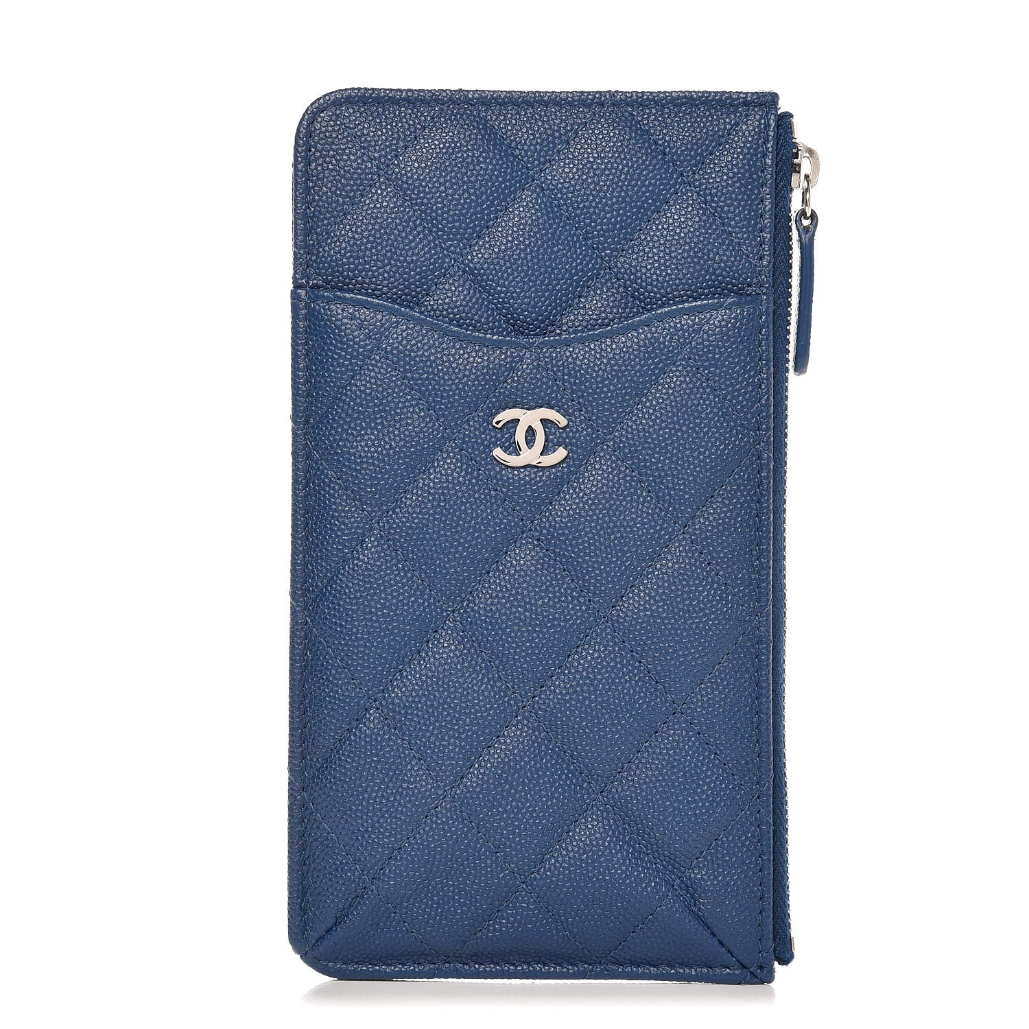 Chanel Caviar Quilted Classic Flat Wallet Pouch Blue 1 of 8